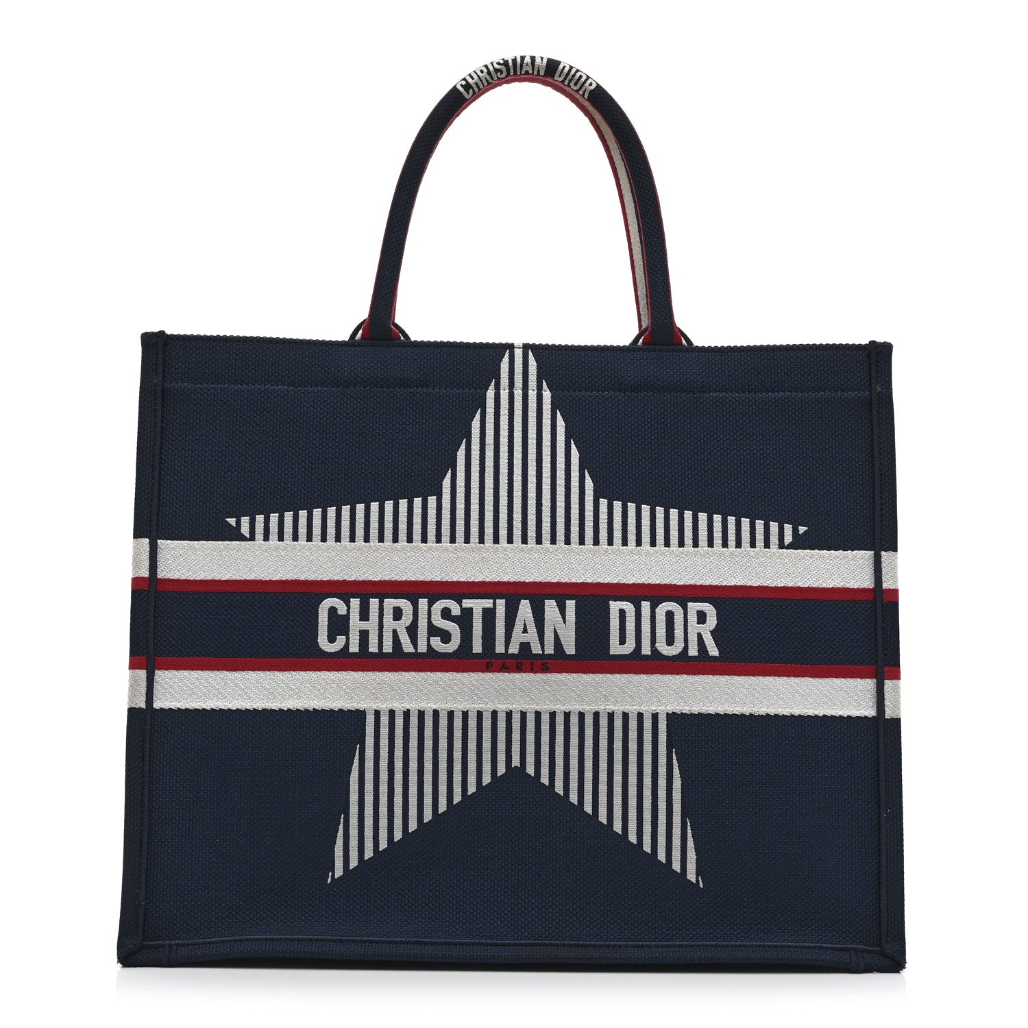 Christian Dior Canvas Embroidered Large Dioralps Book Tote Blue 1 of 10