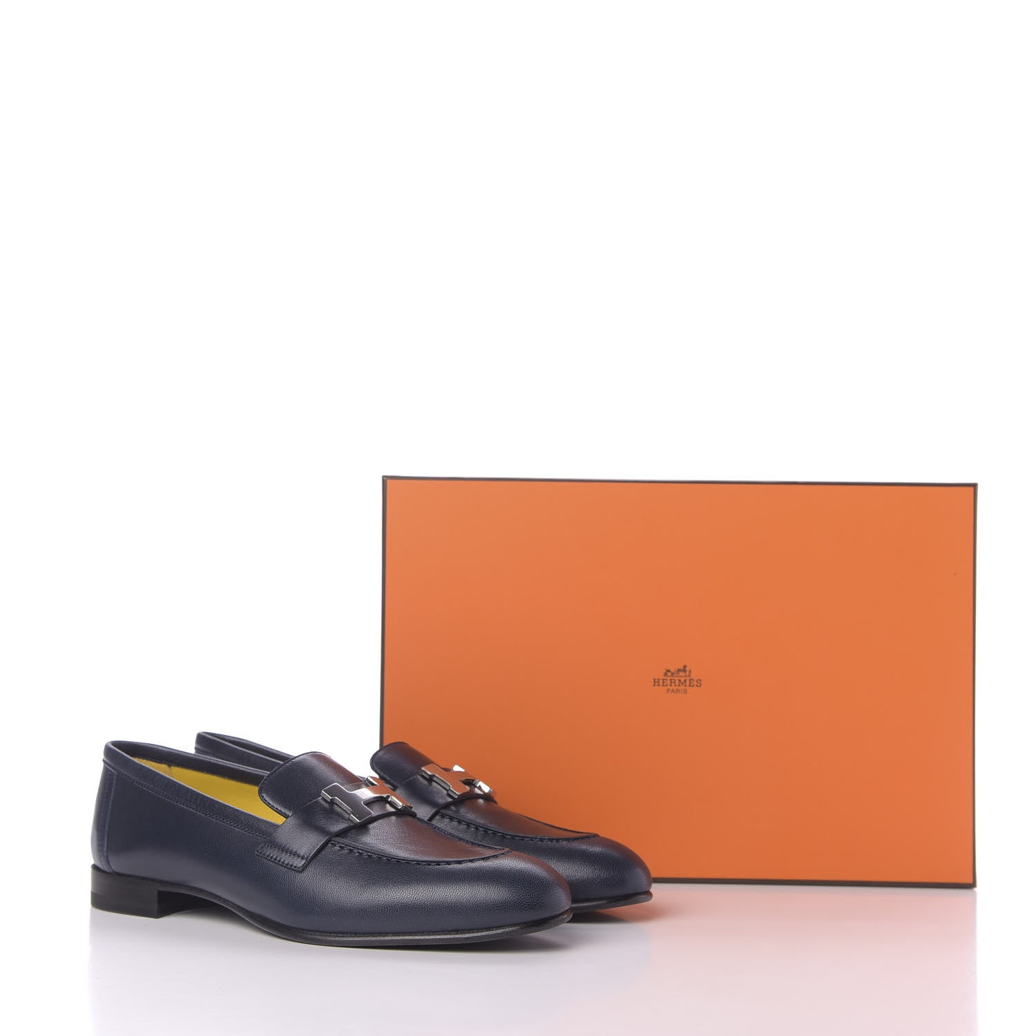 Hermes Goatskin Paris Loafers 36.5 Marine 10 of 10