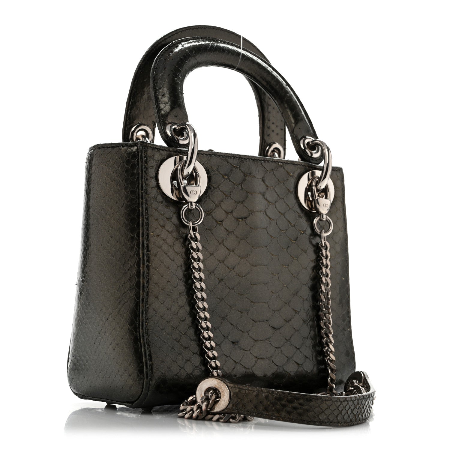 Christian Dior Metallic Snakeskin Medium Lady Dior Silver 2 of 13