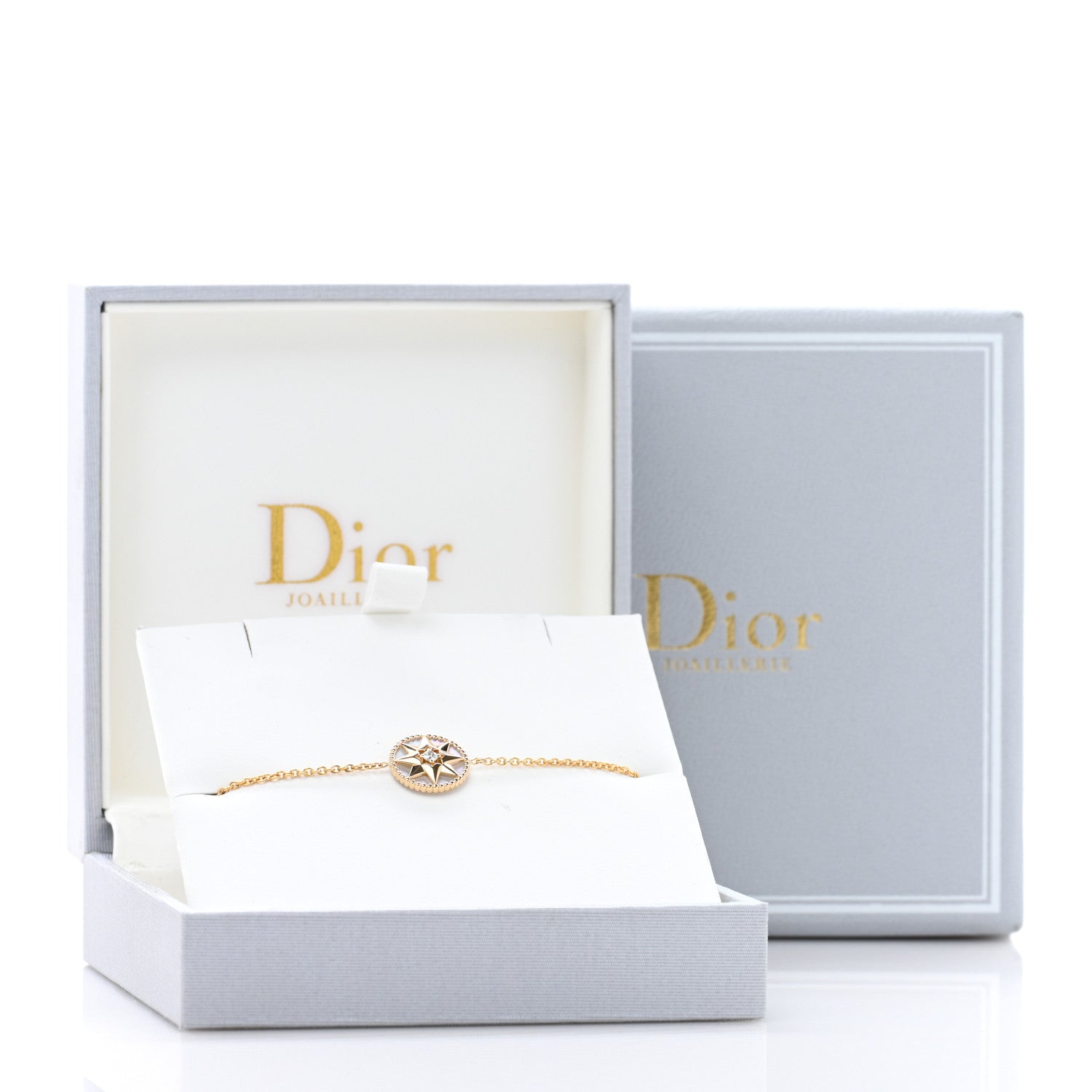Christian Dior 18K Yellow Gold Diamond Mother of Pearl Rose Des Vents Bracelet 4 of 4