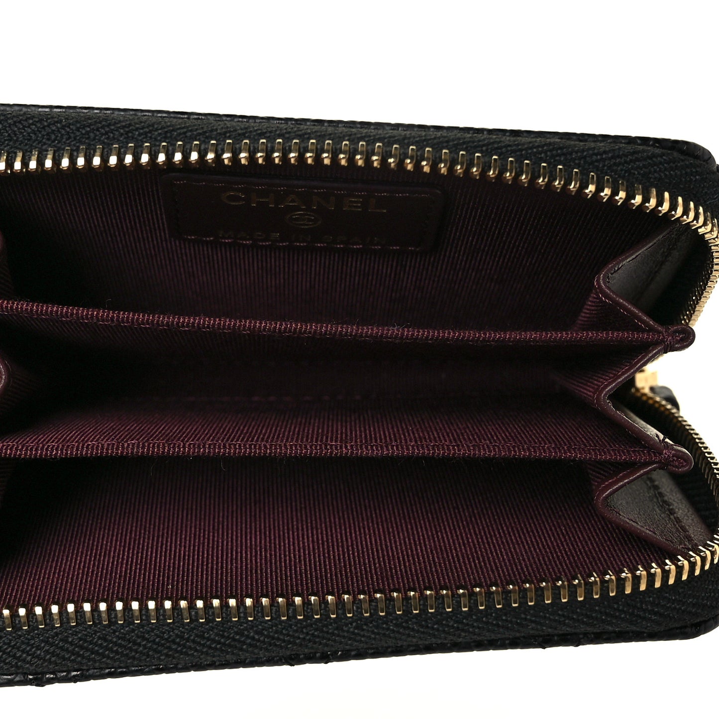 Caviar Quilted Zip Coin Purse Black