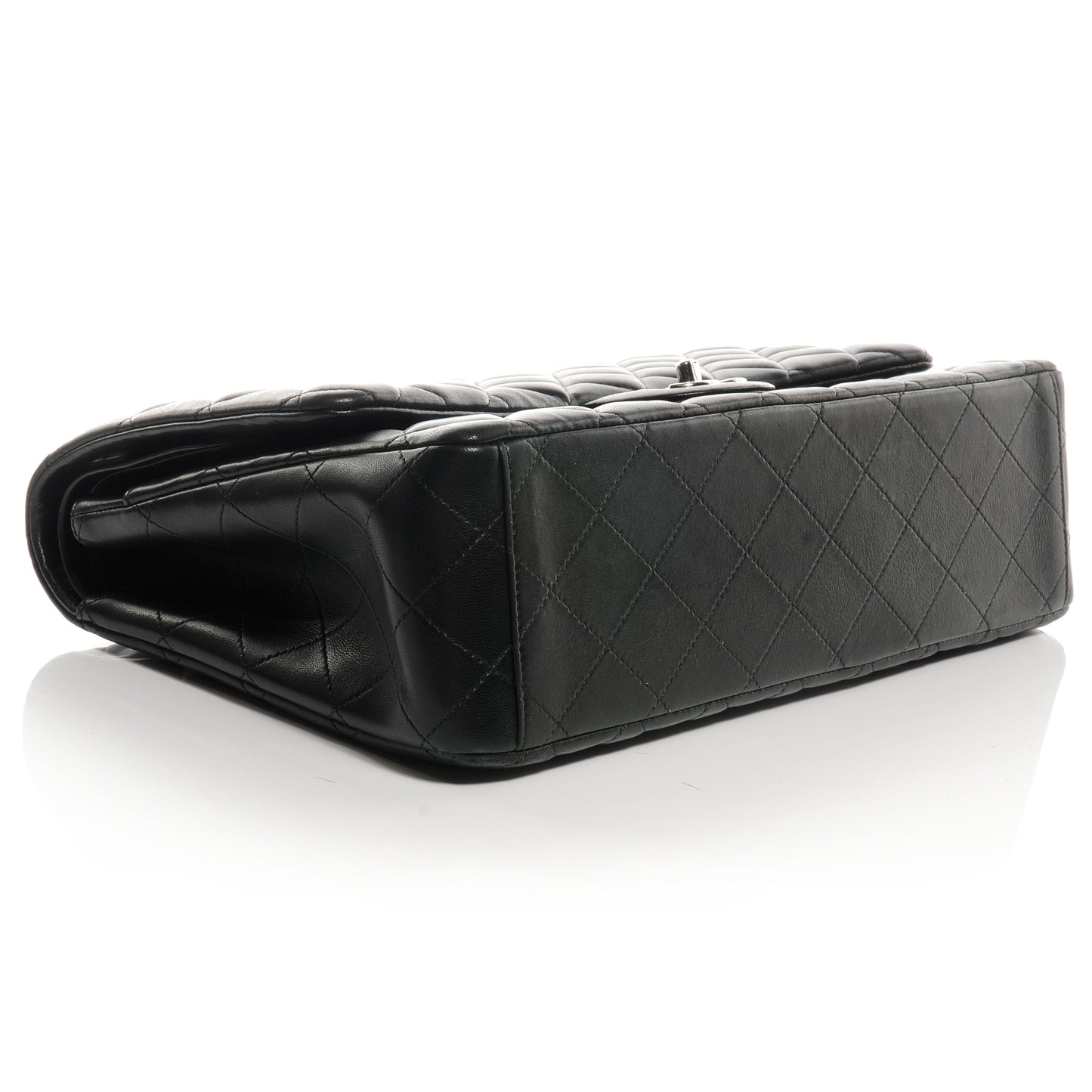 Lambskin Quilted Maxi Double Flap Black