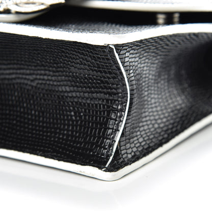 Miu Miu Embossed Lizard Calfskin Crystal Embellished Saint Lucertola Shoulder Bag Black 11 of 12