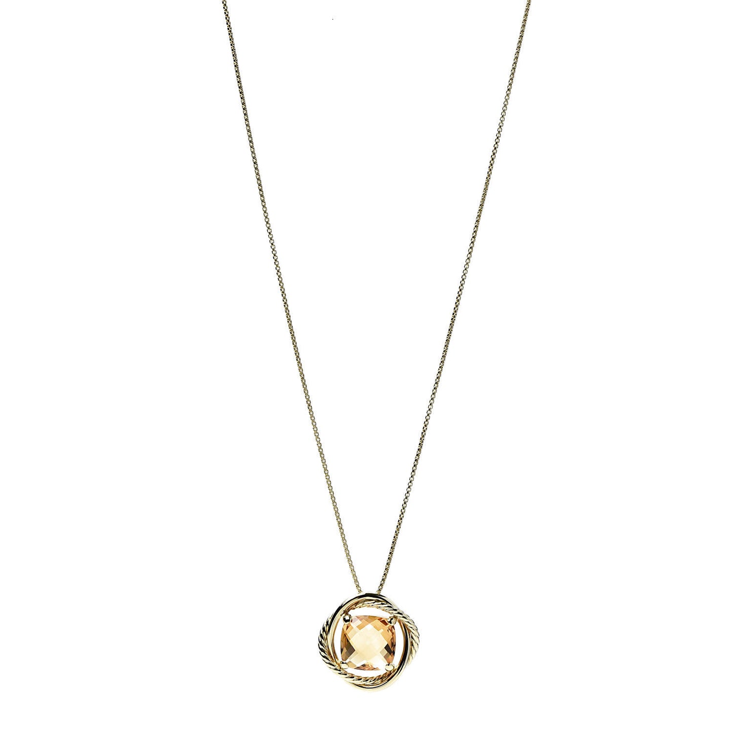 18K Yellow Gold Citrine 11mm Infinity Pendant Necklace