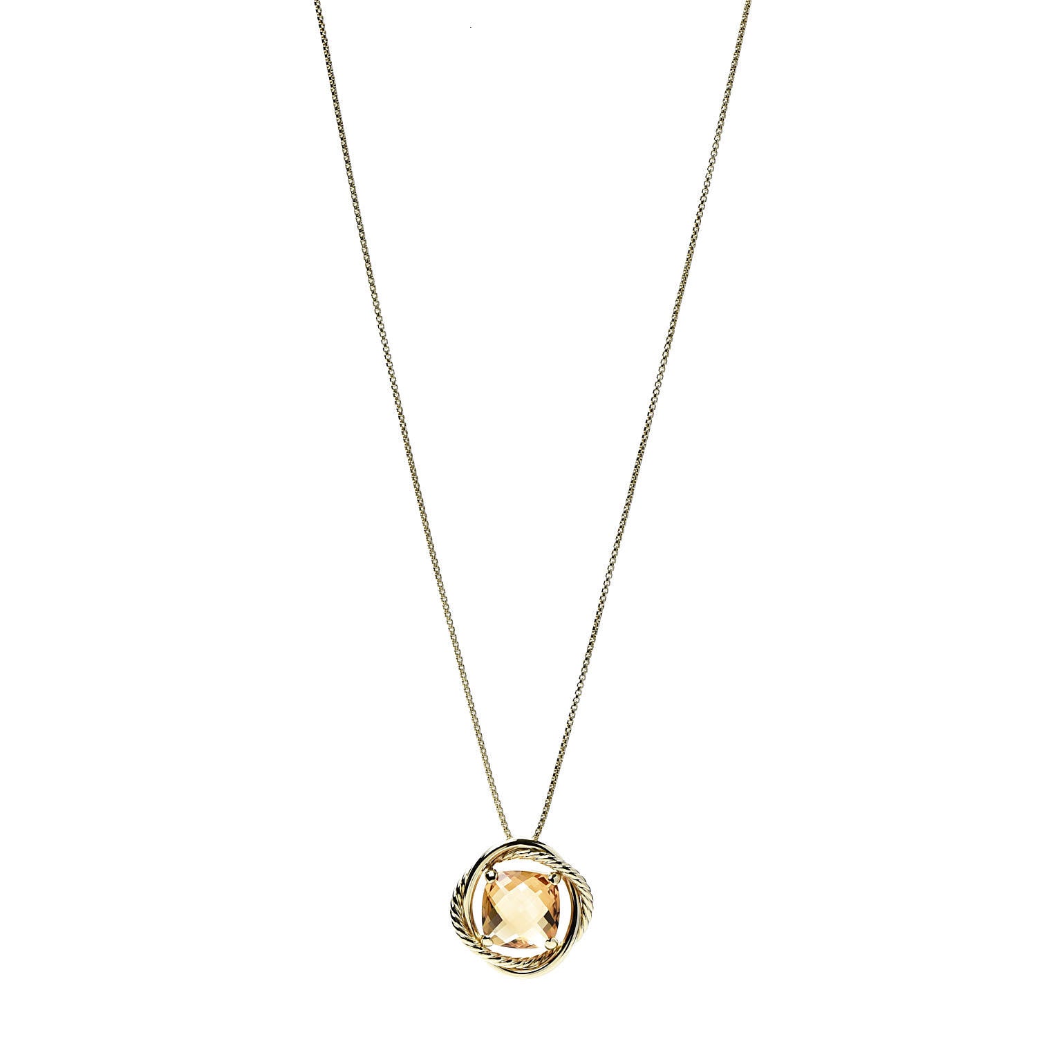 David Yurman 18K Yellow Gold Citrine 11mm Infinity Pendant Necklace 1 of 5