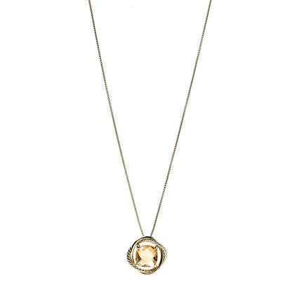 David Yurman 18K Yellow Gold Citrine 11mm Infinity Pendant Necklace 1 of 5