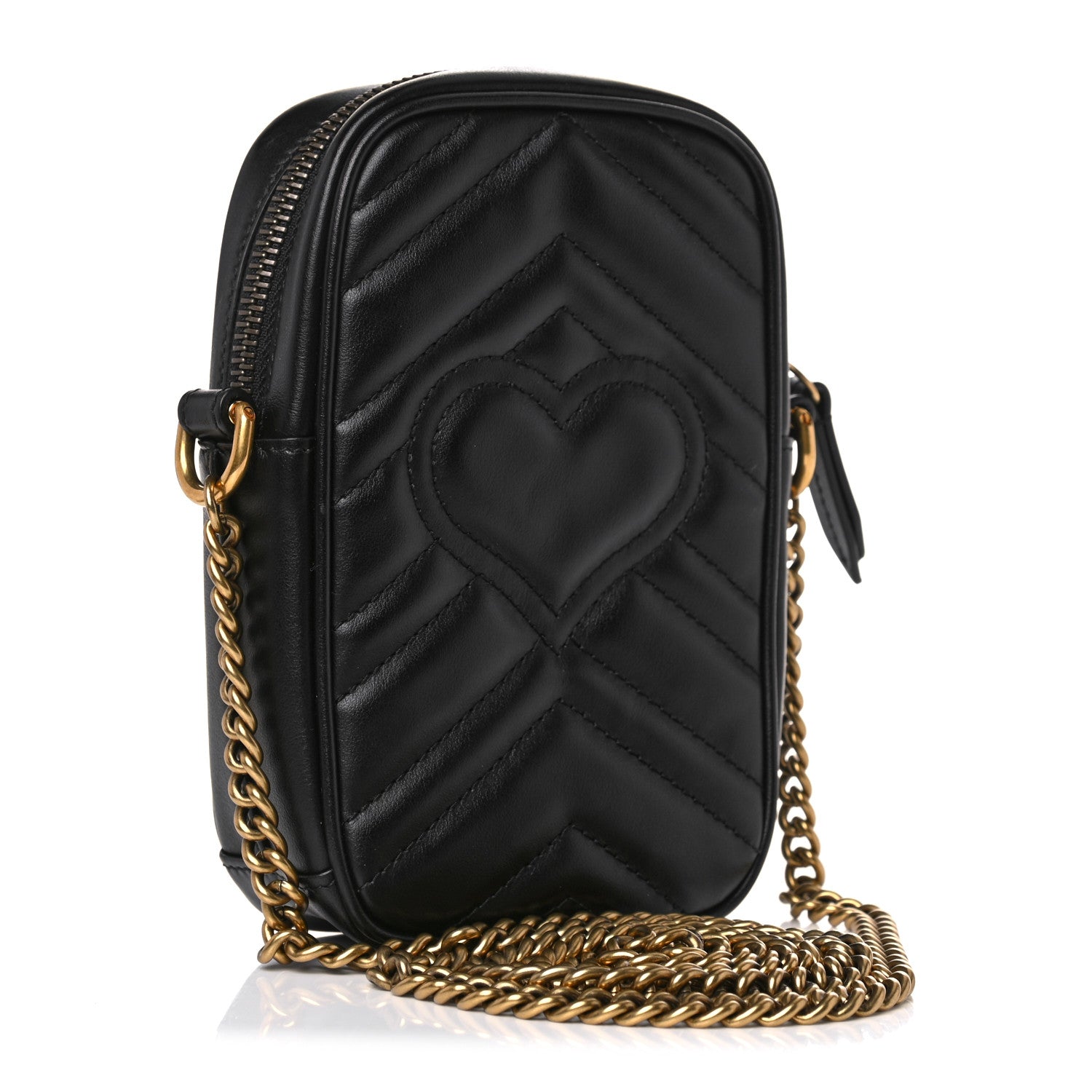 Gucci Calfskin Matelasse Mini GG Marmont Crossbody Bag Black 3 of 11