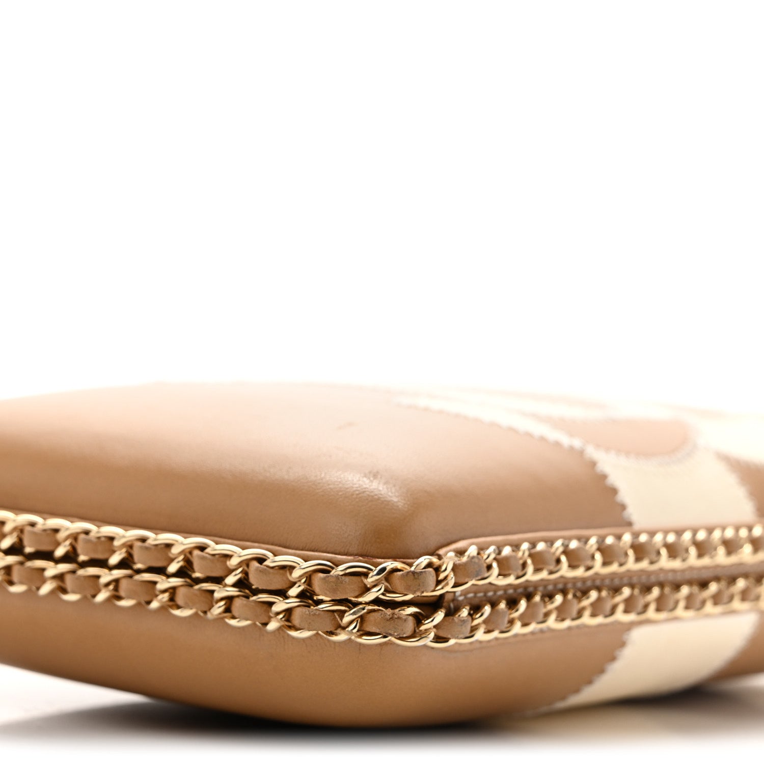 Chanel Lambskin CC Stitch Chain Around Clutch  Beige White 9 of 13