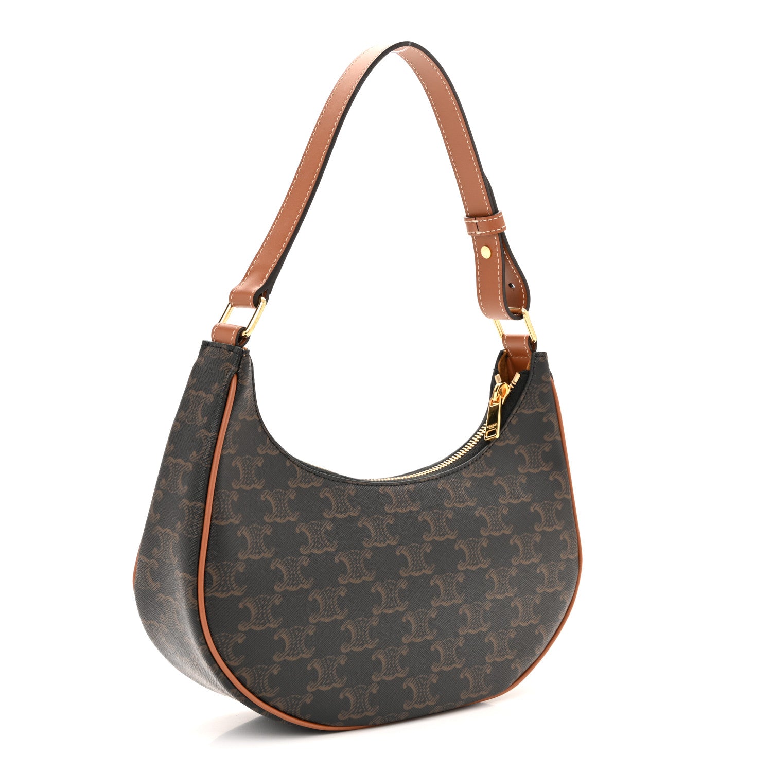 Celine Triomphe Canvas Calfskin Ava Shoulder Bag Tan 3 of 10