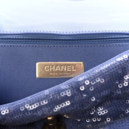 Chanel Sequin Quilted Medium Chanel 19 Flap Light Blue 7 of 8