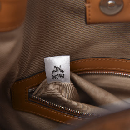 MCM Visetos Crocodile Embossed Geonautic Bucket Bag Cognac 9 of 11