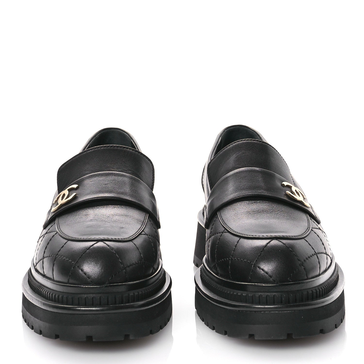 Chanel Calfskin Quilted CC Mocassin Loafers 40 Black 2 of 7