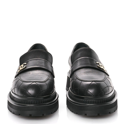 Chanel Calfskin Quilted CC Mocassin Loafers 40 Black 2 of 7
