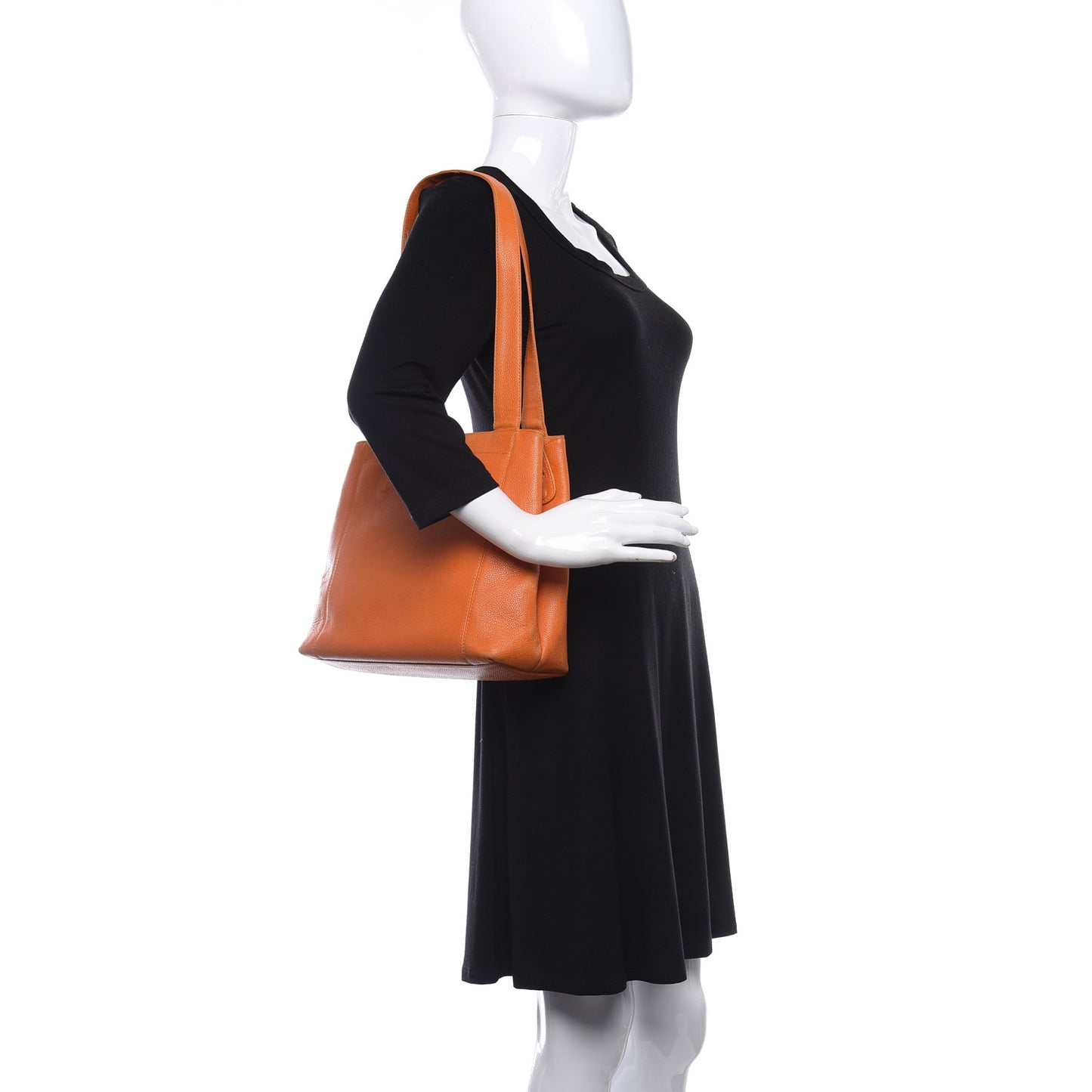 Caviar Embroidered Logo Shoulder Bag Orange