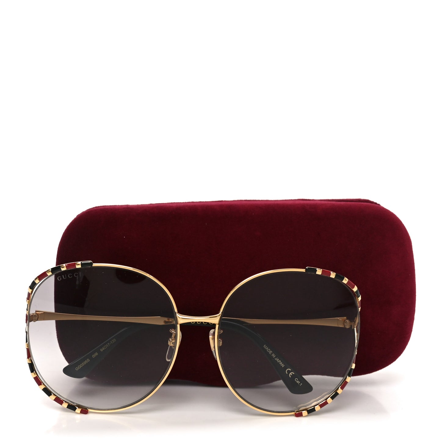 Metal Round Frame GG0595S Sunglasses Gold Black Red