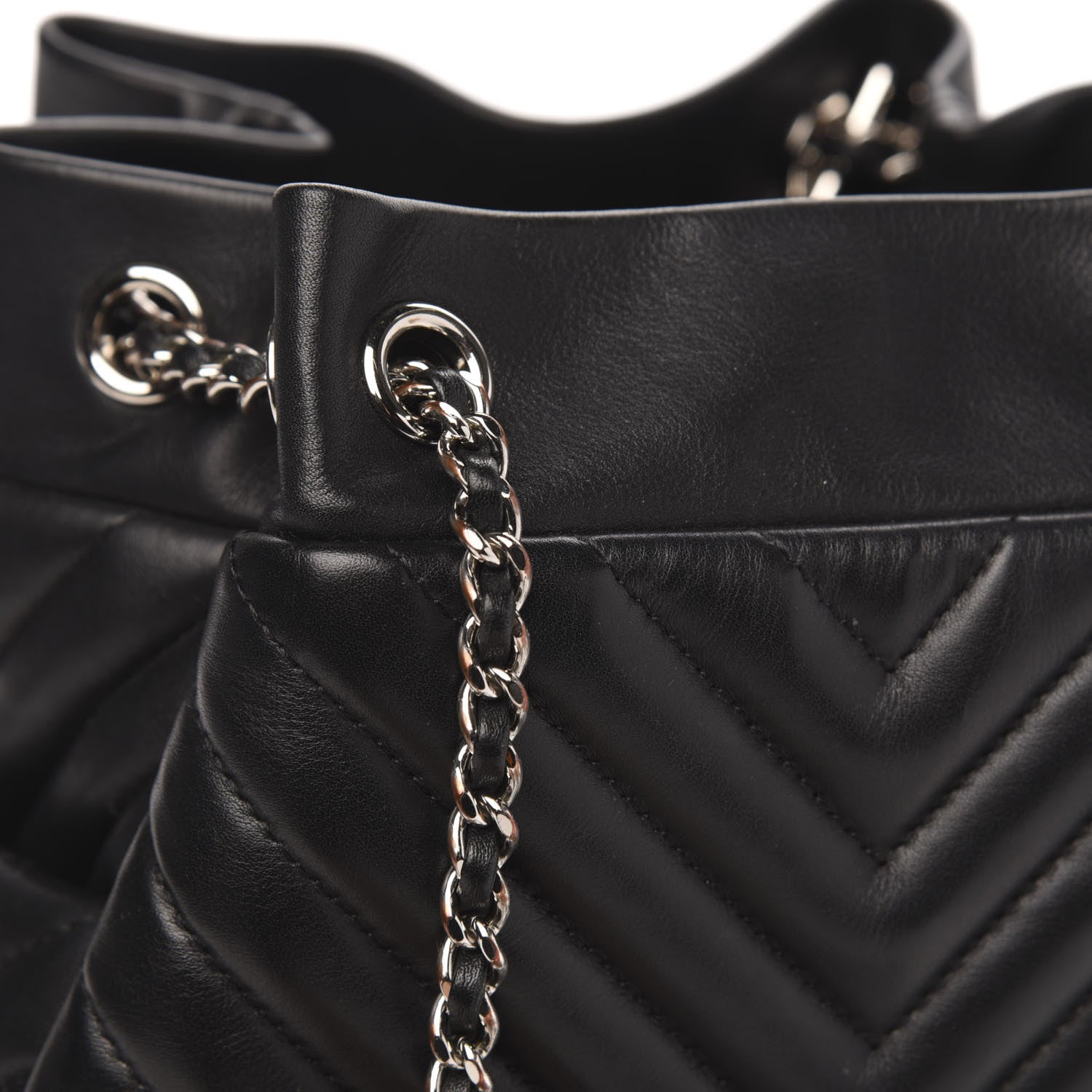 Chanel Lambskin Chevron Small Urban Spirit Drawstring Bag Black 8 of 11