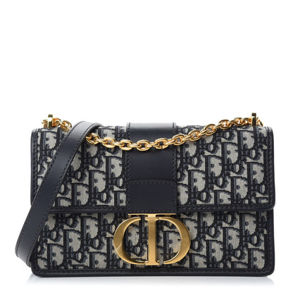 Christian Dior Oblique 30 Montaigne Chain Flap Bag Blue 1 of 12