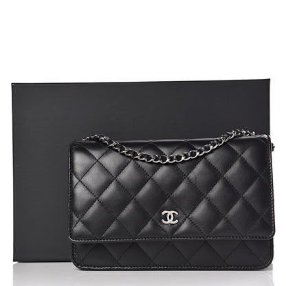 Chanel Lambskin Quilted Wallet On Chain WOC Black 11 of 11