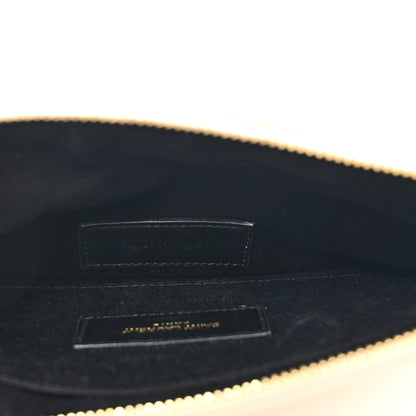 Saint Laurent Grain De Poudre Matelasse Chevron Monogram Bill Pouch Blanc Vintage 5 of 8