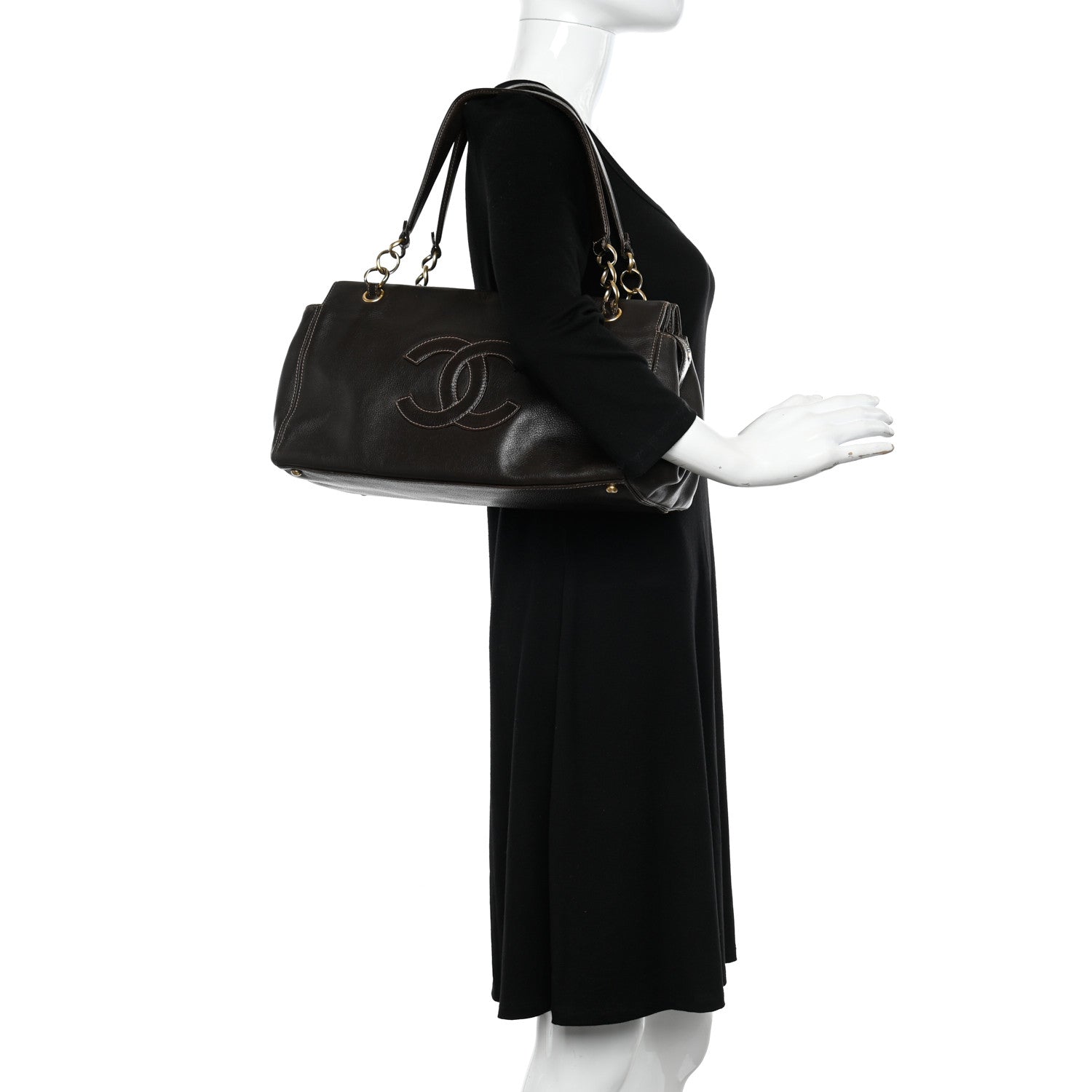Chanel Calfskin CC Shoulder Bag Brown 2 of 9