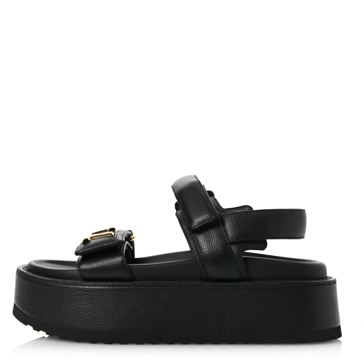 Lambskin Sunset Comfort Platform Sandals 36.5 Black
