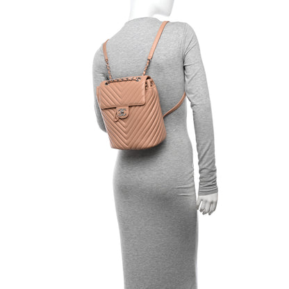 Chanel Calfskin Chevron Quilted Small Urban Spirit Backpack Beige 2 of 14