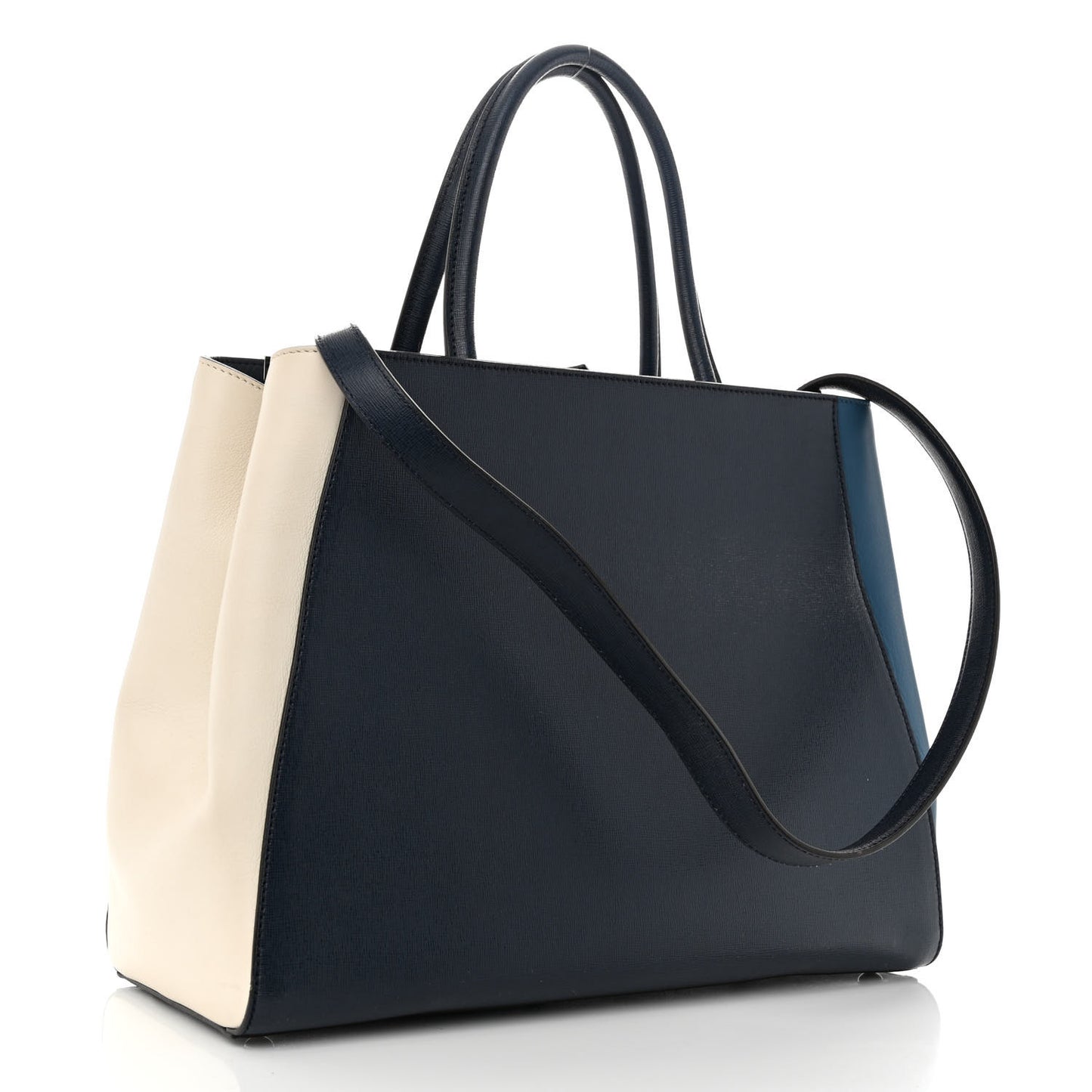 Vitello Elite Colorblock Regular 2Jours Tote Blackboard Cobalto White