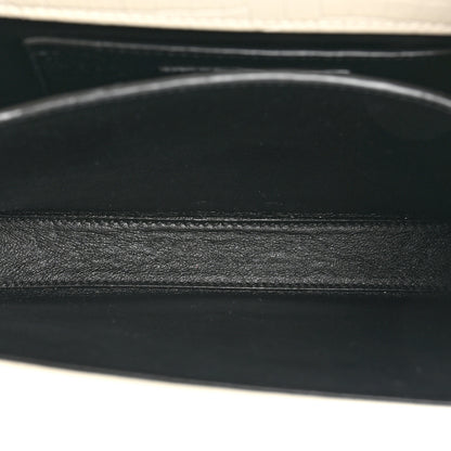 Saint Laurent Crocodile Embossed Mini Classic Monogram Cassandra Top Handle Crema Soft 5 of 11