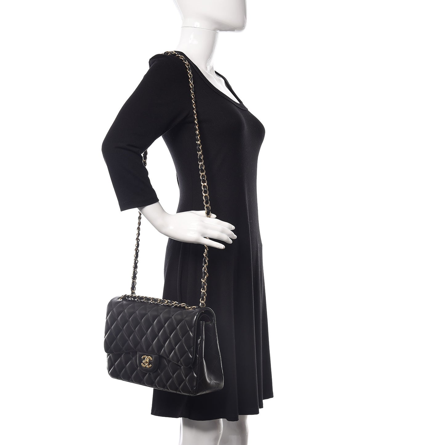 Lambskin Quilted Jumbo Double Flap Black