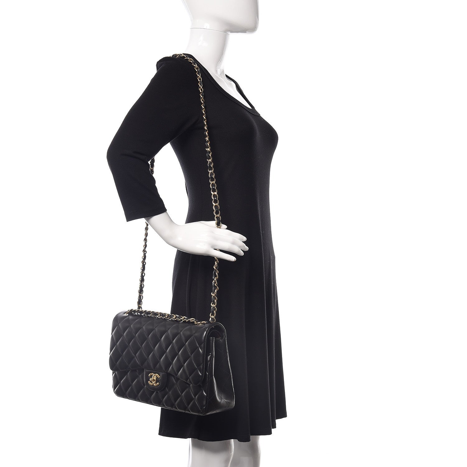 Chanel Lambskin Quilted Jumbo Double Flap Black 2 of 18