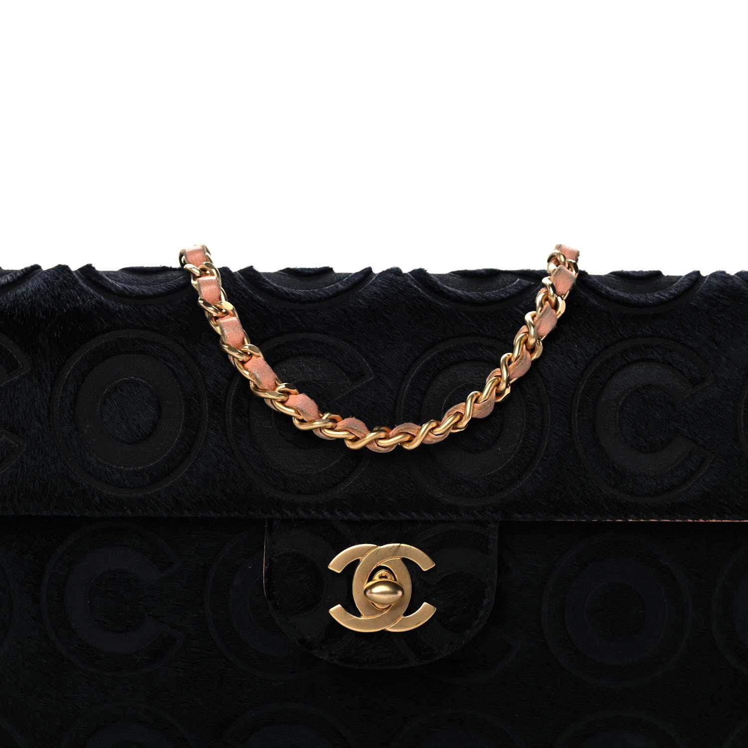 Chanel Pony Hair CocoDouble East West Flap Black Rose 9 of 15