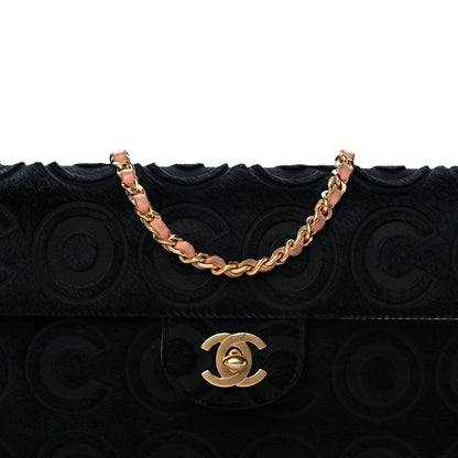 Chanel Pony Hair CocoDouble East West Flap Black Rose 9 of 15