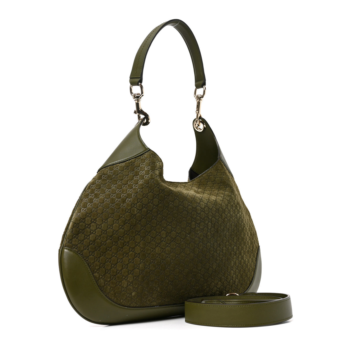 Suede Micro GG Medium B Shoulder Bag Green