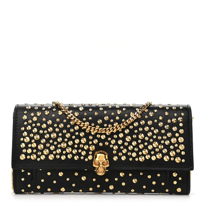 Alexander McQueen Calfskin Studded Skull Wallet on Chain Black 1 of 9