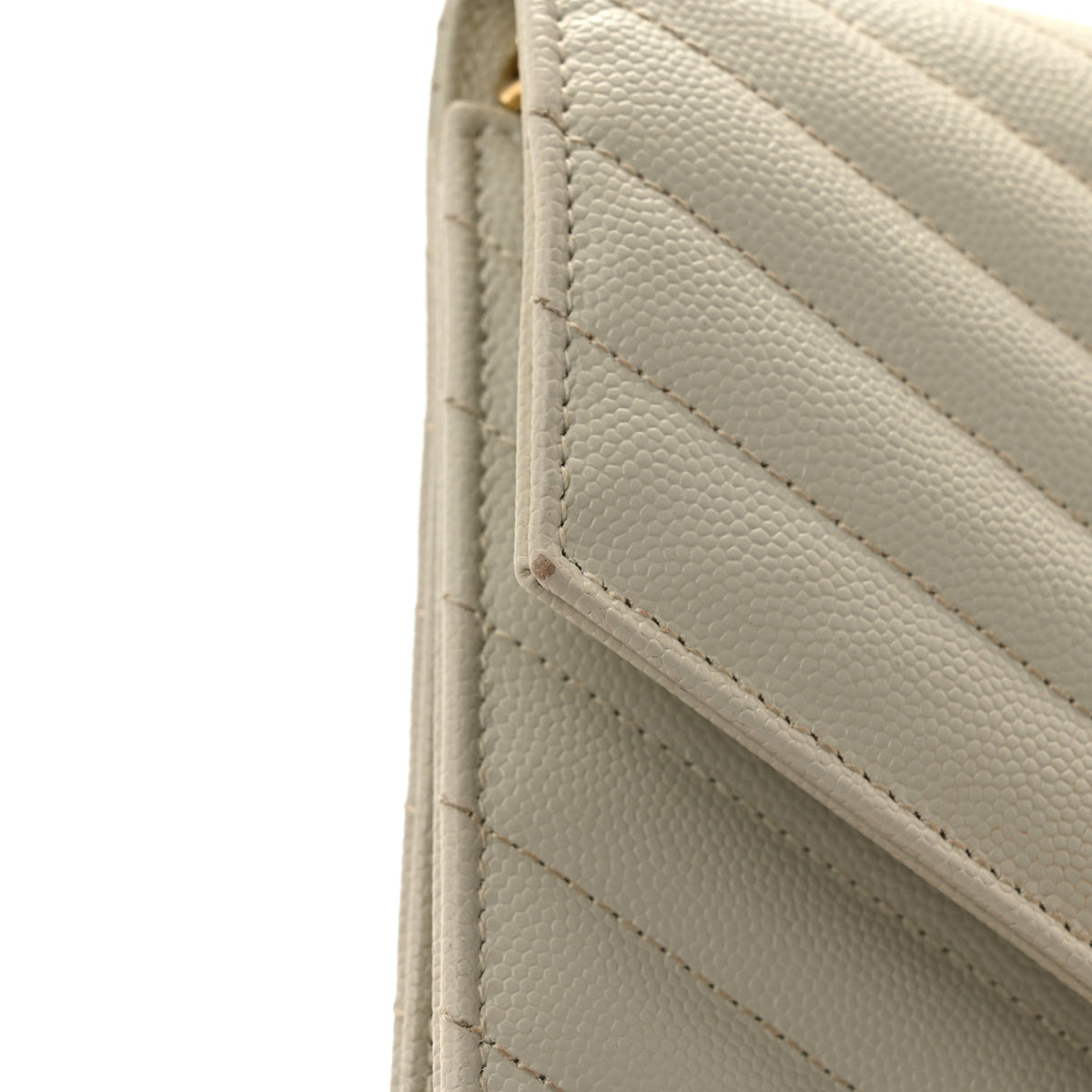 Saint Laurent Grain De Poudre Matelasse Chevron Monogram Envelope Clutch Crema Soft 10 of 12