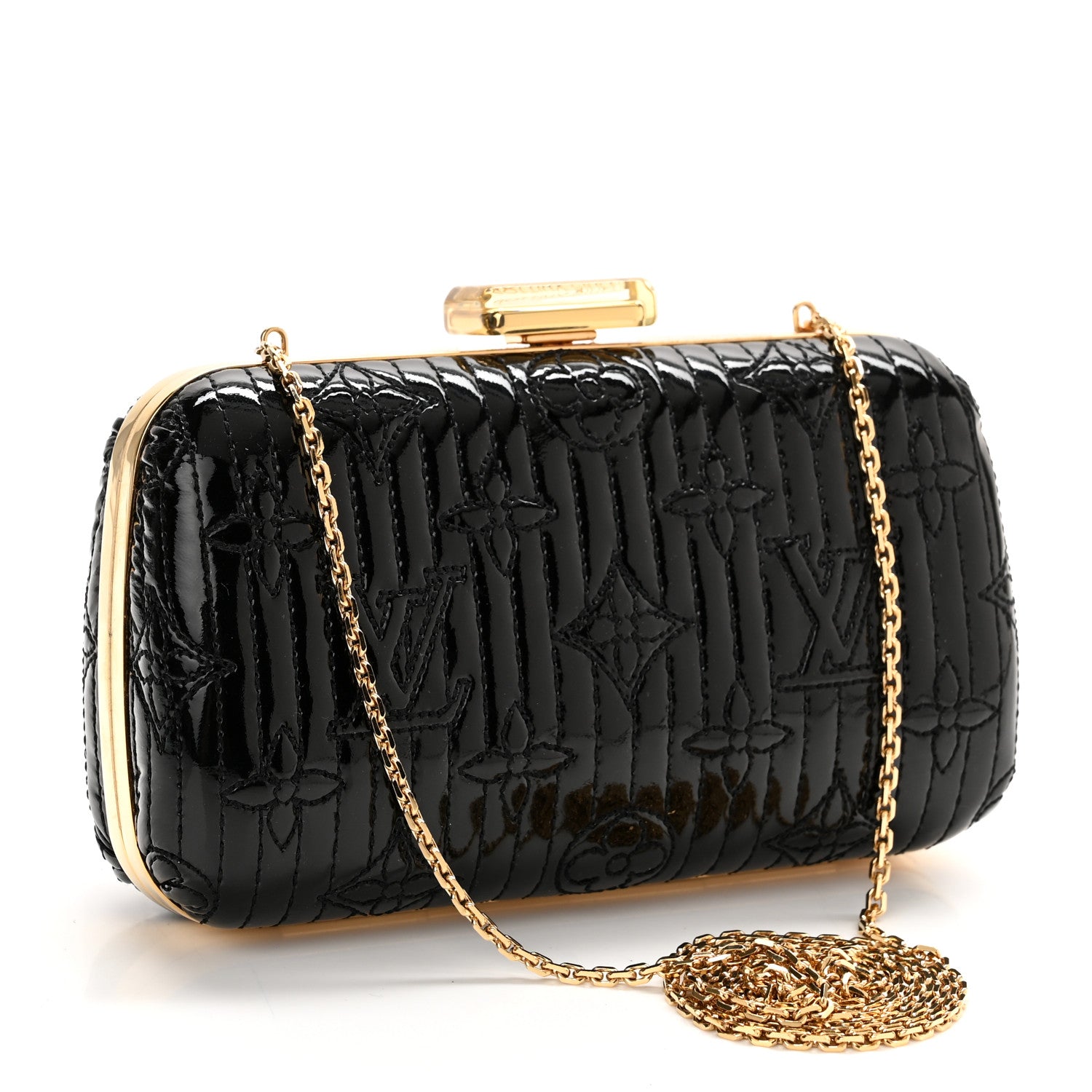 Louis Vuitton Vernis Monogram Motard Minaudiere Clutch Black 3 of 9