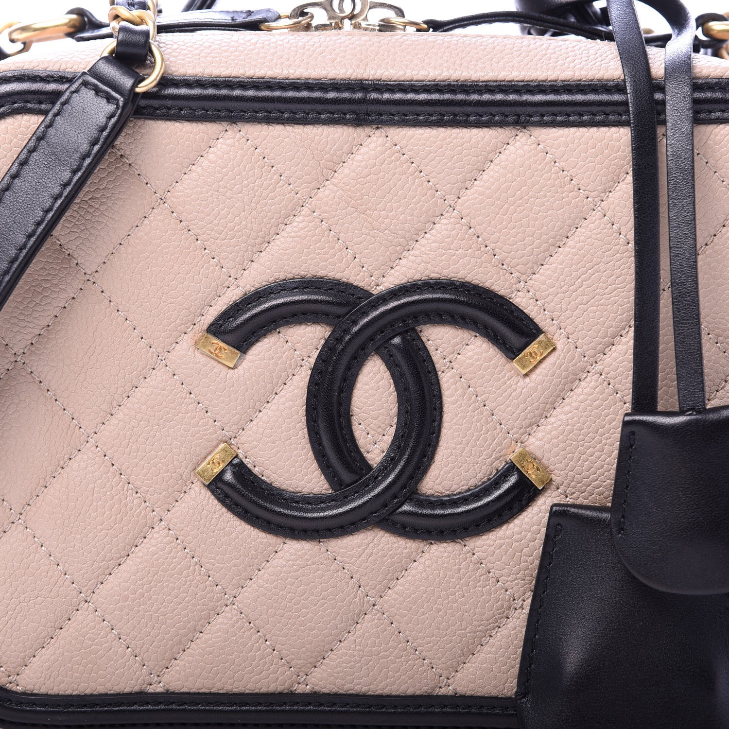 Chanel Caviar Quilted Medium CC Filigree Vanity Case Beige Black 10 of 10