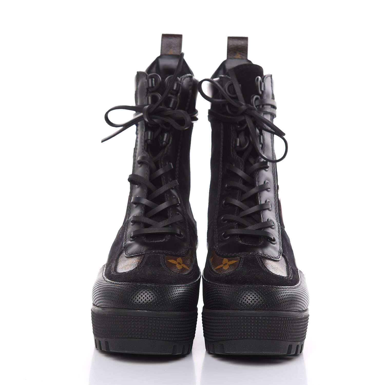 Louis Vuitton Suede Calfskin Monogram LV Black Heart Laureate Platform Desert Boots 36 Black 2 of 8