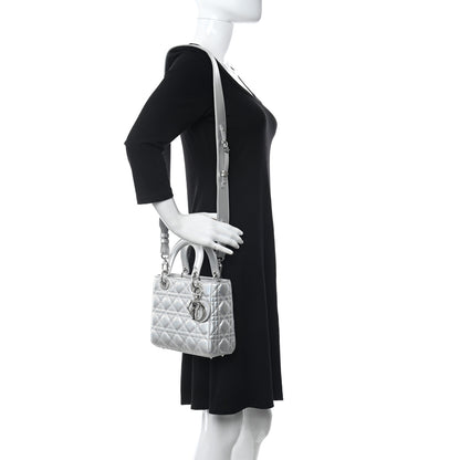 Christian Dior Iridescent Metallic Lambskin Cannage Small My ABCDior Lady Dior Silver 2 of 11