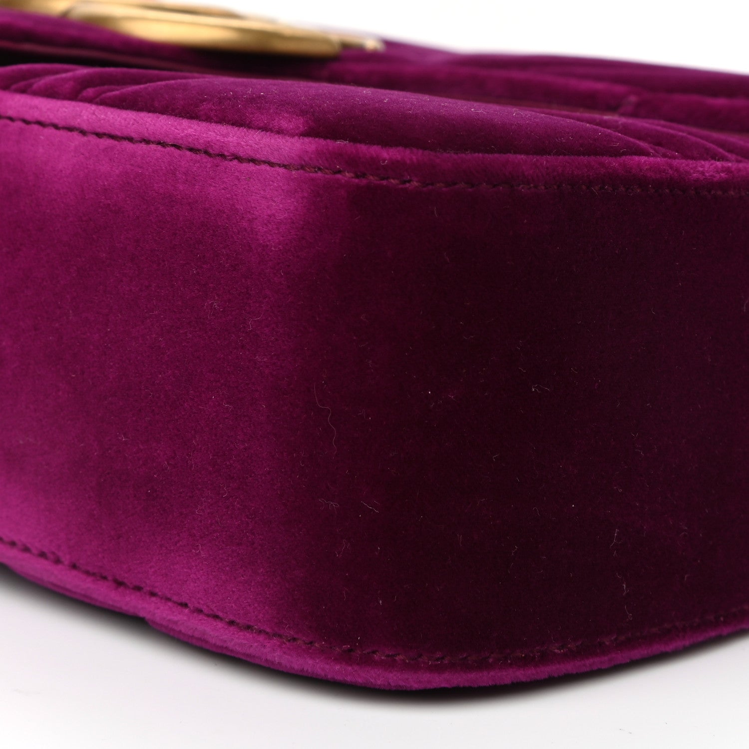 Gucci Velvet Matelasse Medium GG Marmont Shoulder Bag Fuchsia Violet Cyclamen 10 of 11