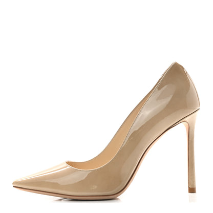 Jimmy Choo Patent Pointy Toe Romy 100 Pumps 36.5 Nude 1 of 8