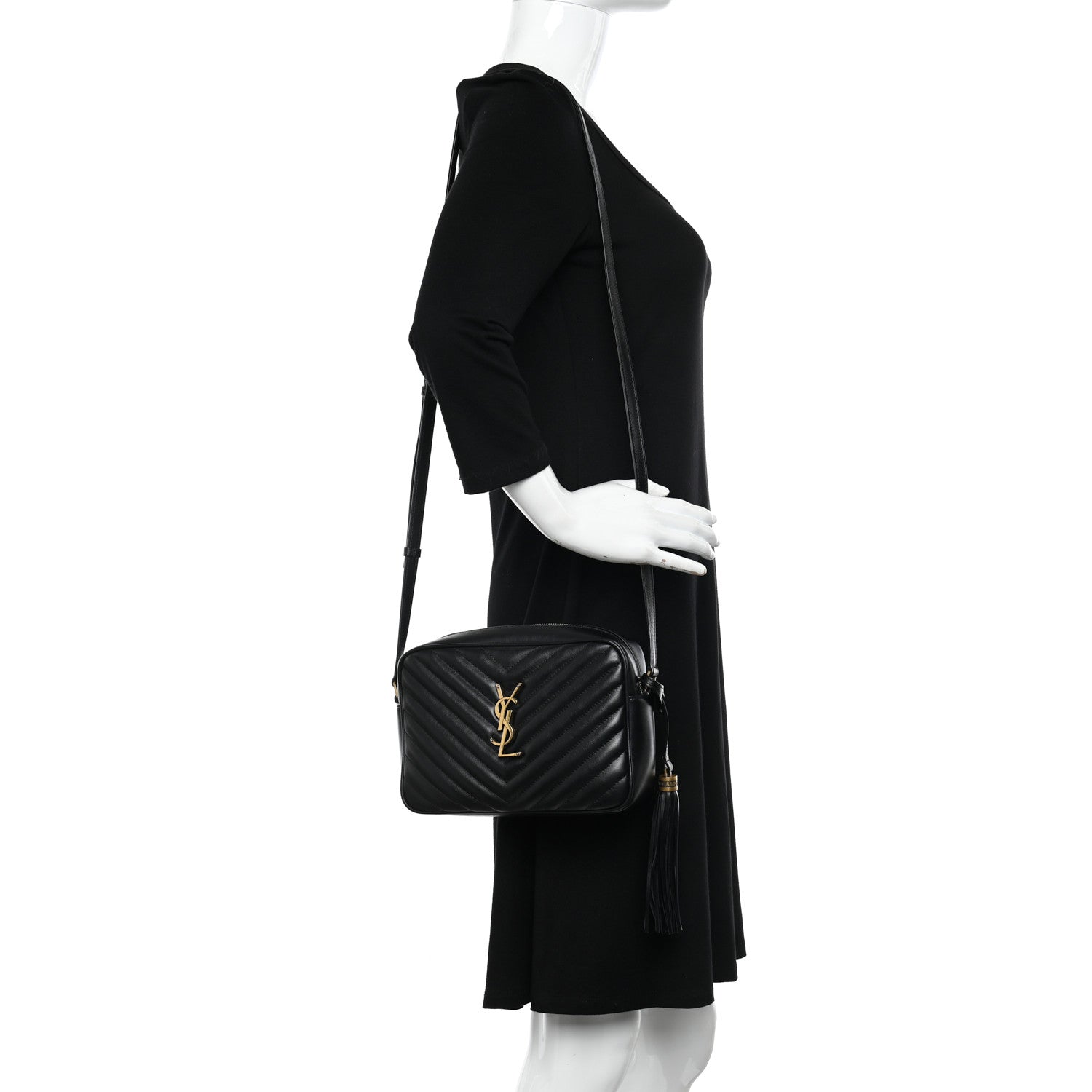 Saint Laurent Calfskin Matelasse Monogram Lou Camera Bag Black 2 of 9