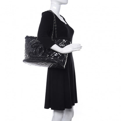 Chanel Vinyl Quilted Funny Tweed Tote Black 2 of 10