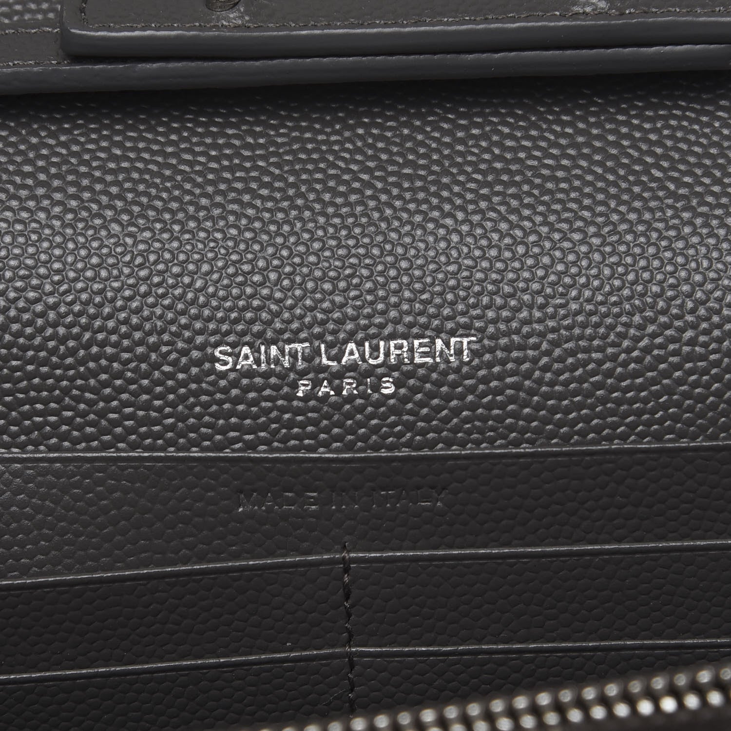 Saint Laurent Grain De Poudre Matelasse Chevron Monogram Chain Wallet Grey 5 of 6