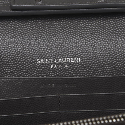 Saint Laurent Grain De Poudre Matelasse Chevron Monogram Chain Wallet Grey 5 of 6
