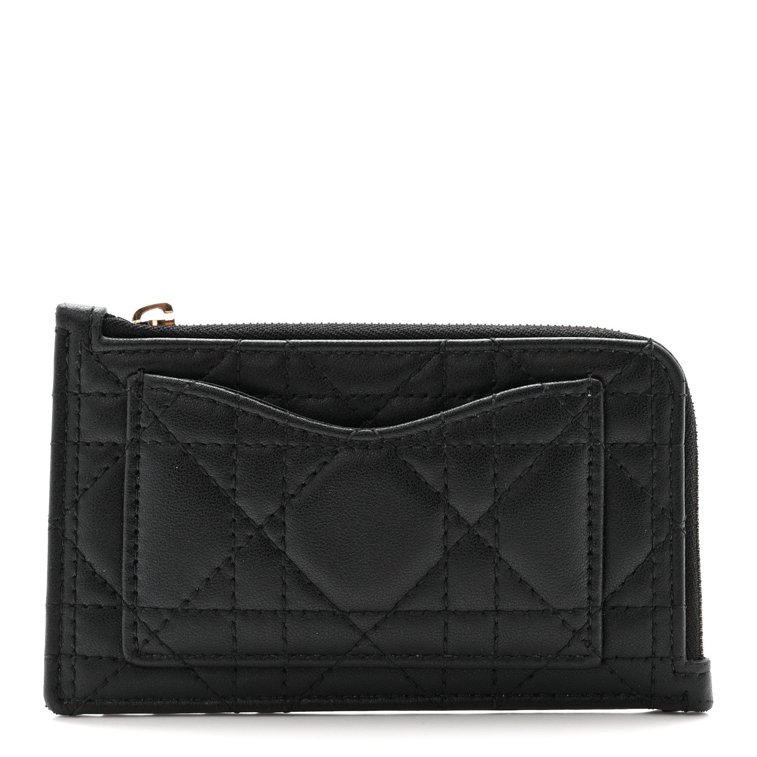 Christian Dior Supple Calfskin Cannage Lady Dior Cosmos Zipped Card Holder Black 1 of 7