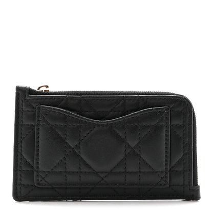 Christian Dior Supple Calfskin Cannage Lady Dior Cosmos Zipped Card Holder Black 1 of 7