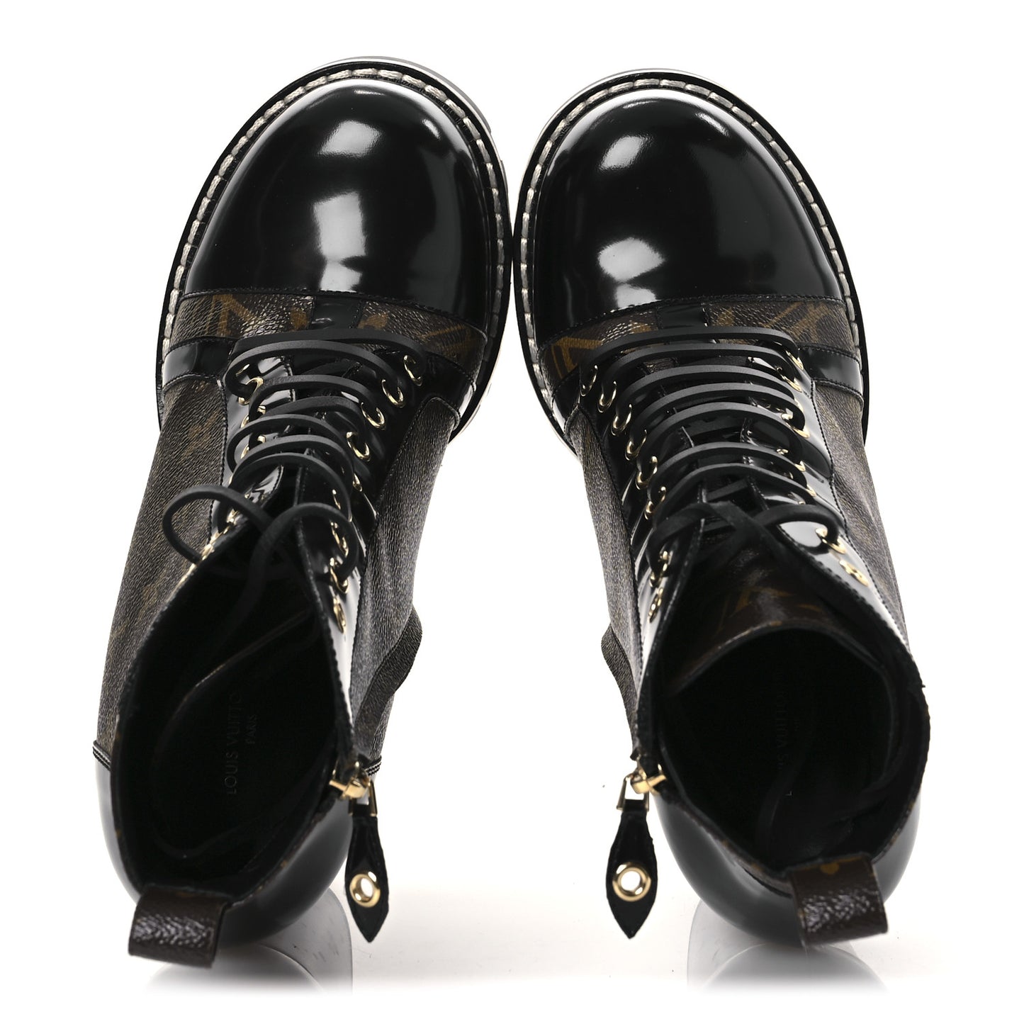Patent Calfskin Monogram Star Trail Ankle Boots 41 Black