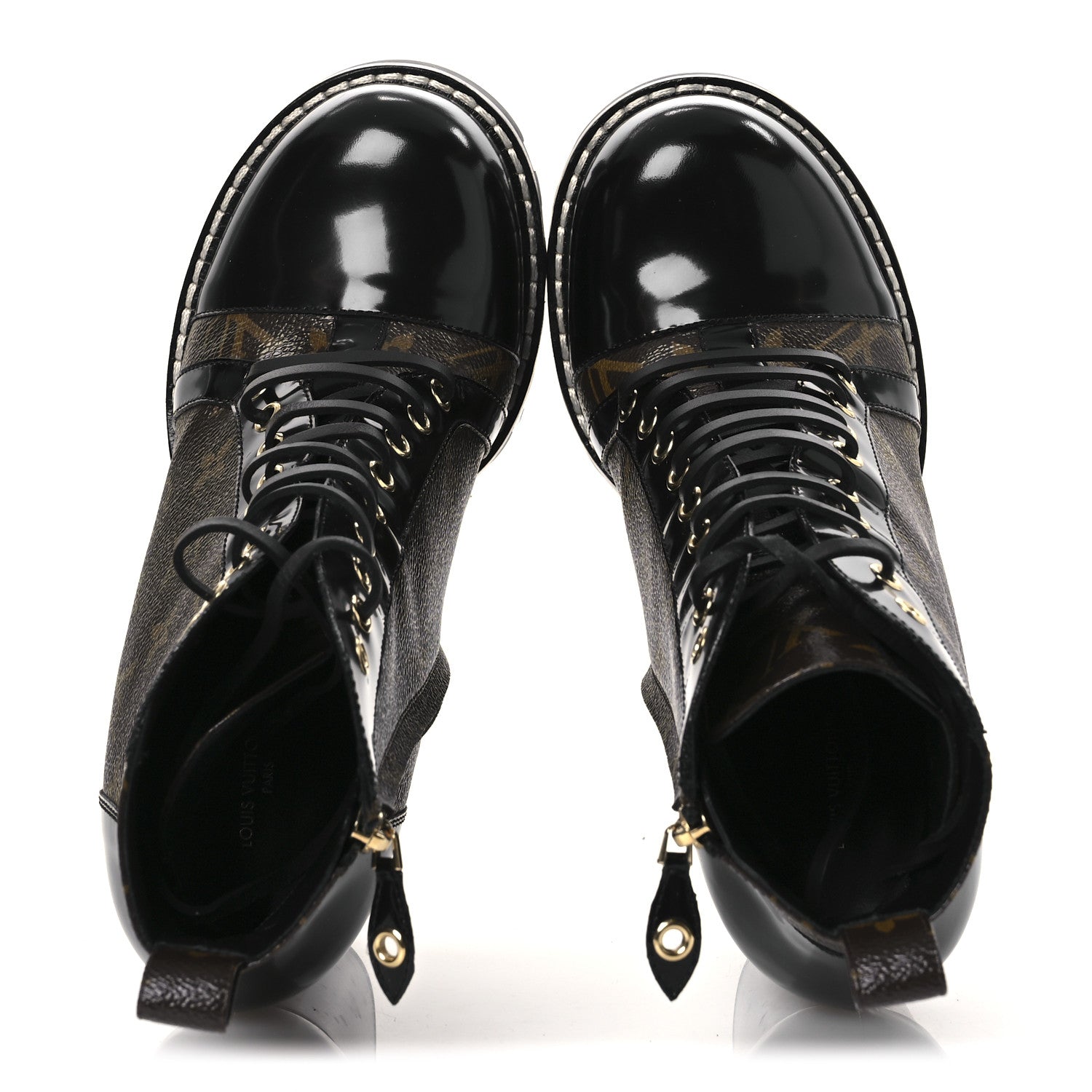 Louis Vuitton Patent Calfskin Monogram Star Trail Ankle Boots 41 Black 2 of 11