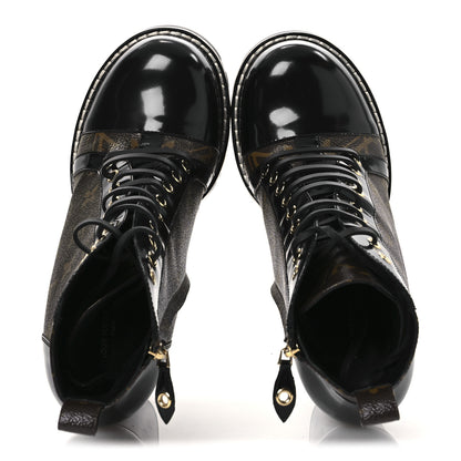 Louis Vuitton Patent Calfskin Monogram Star Trail Ankle Boots 41 Black 2 of 11